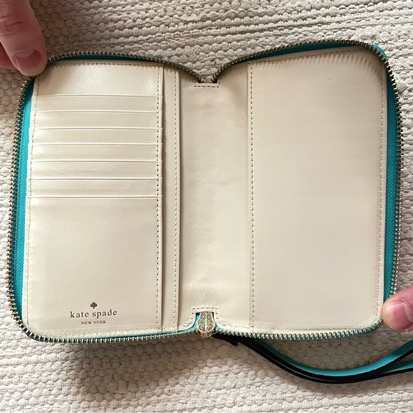 Kate Spade Zip Wristlet Wallet Purse Turquoise - Picture 3 of 8
